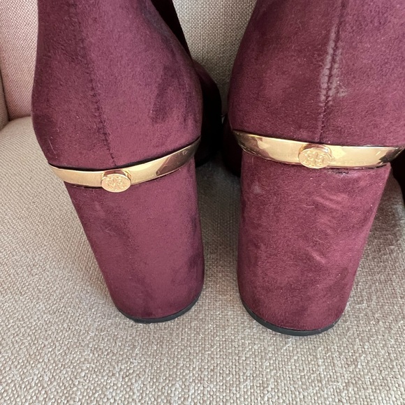 Tommy Hilfiger Faux Suede Maroon over the knee Boots size 10 - Picture 10 of 12
